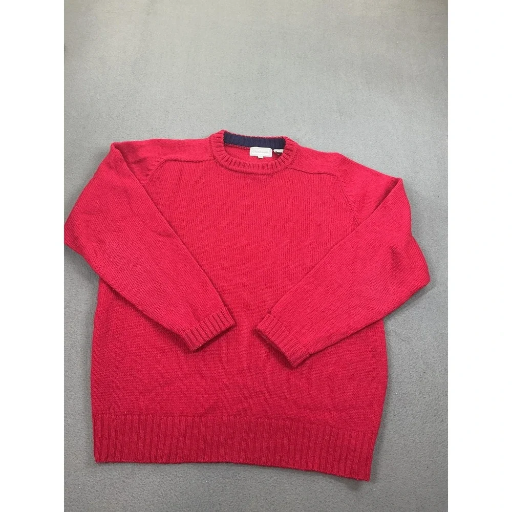 Jacobson's Sweater Mens Large Red 100% Wool Crewneck Knit‎ Pullover Hong Kong